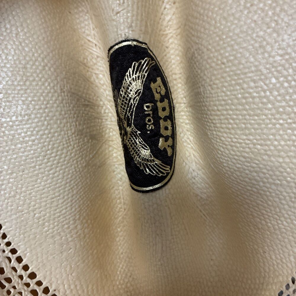 Eddy Bros Straw Cowboy Western Hat Bangora Size 7.5 Cream - Picture 9 of 14